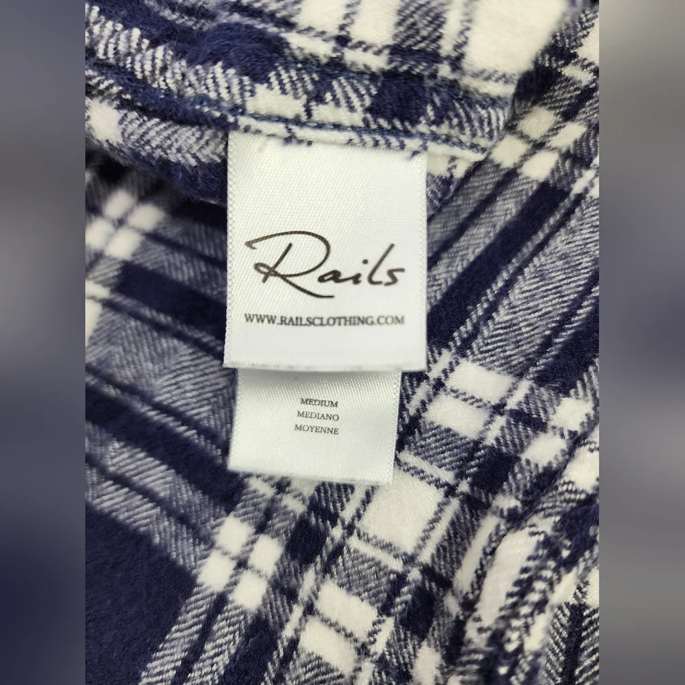 Rails Ellson Indigo Navy Button Down Flannel Women's Size Medium Comfy Soft